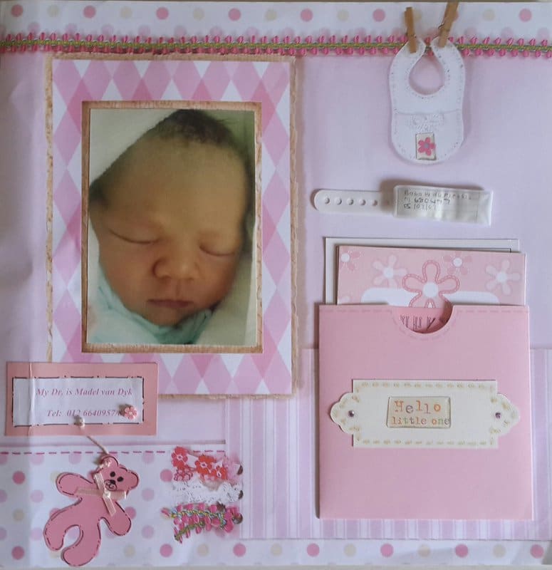 Baby Girl Scrapbook Layout, Baby Scrapbook Pages, 12 by 12 Baby Girl Pages