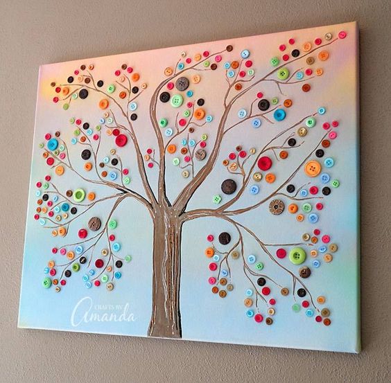 Beautiful Button Canvas Art Tree