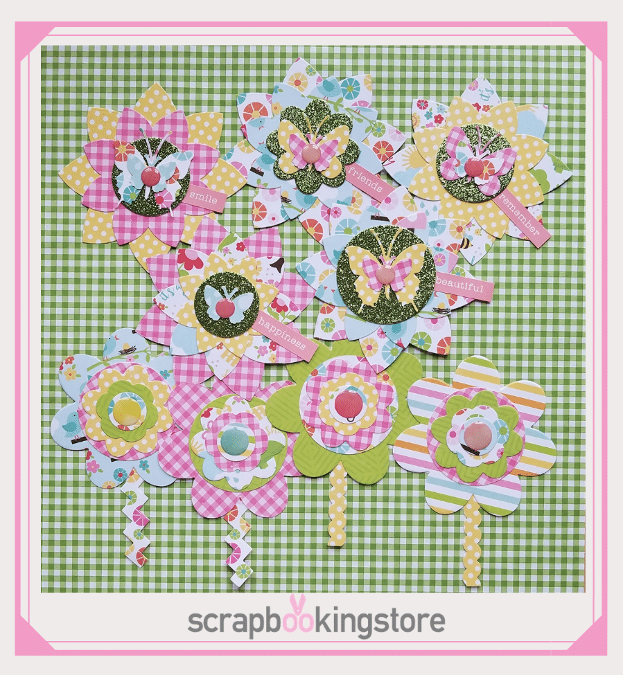 Scrapbook Flower Set Paper Craft Spring Ideas