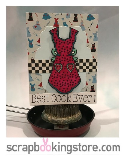 DIY Recipe Themed Cards - Apron card by Cindy using ScrapbookingStore April 2019 monthly kit