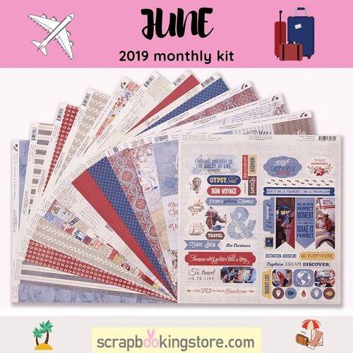 ScrapbookingStore June 2019 kit - June 2019 monthly kit called "Quest" collection by Authentique