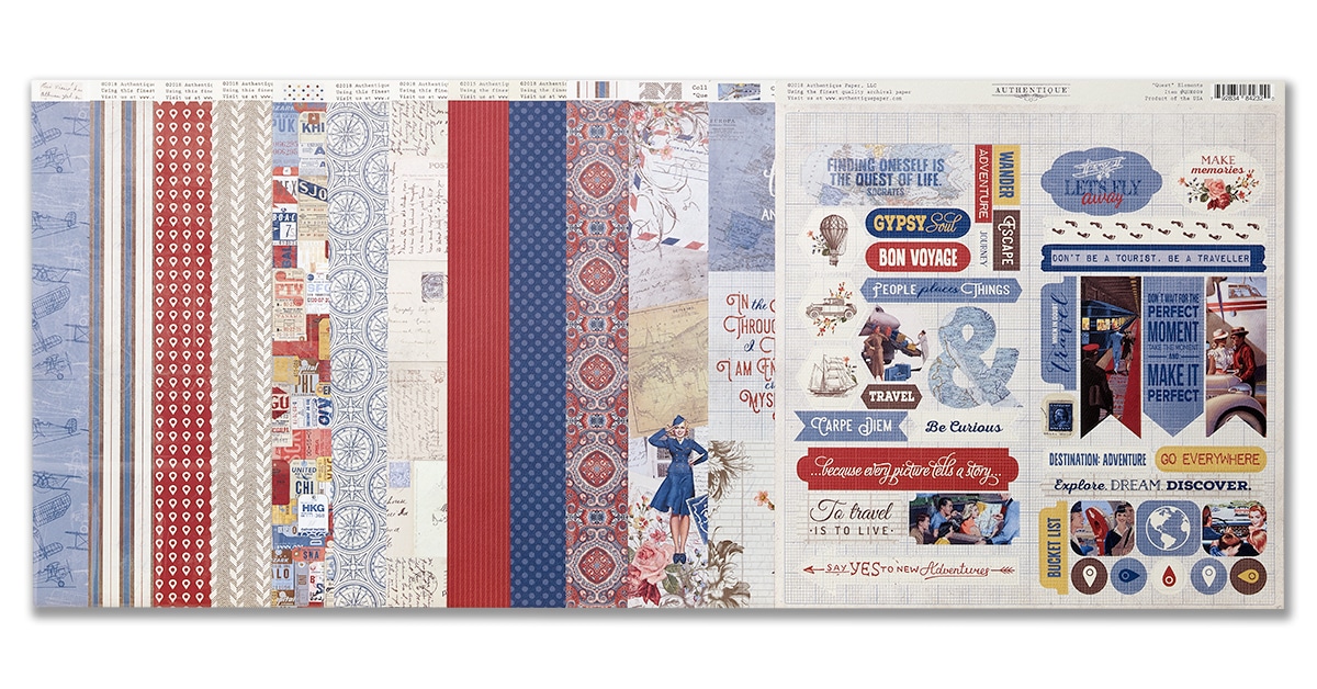 ScrapbookingStore June 2019 kit - June 2019 monthly kit called "Quest" collection by Authentique