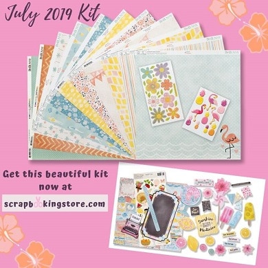 ScrapbookingStore monthly subscription kit - July 2019 kit called "Escape to Paradise"collection by Bo Bunny