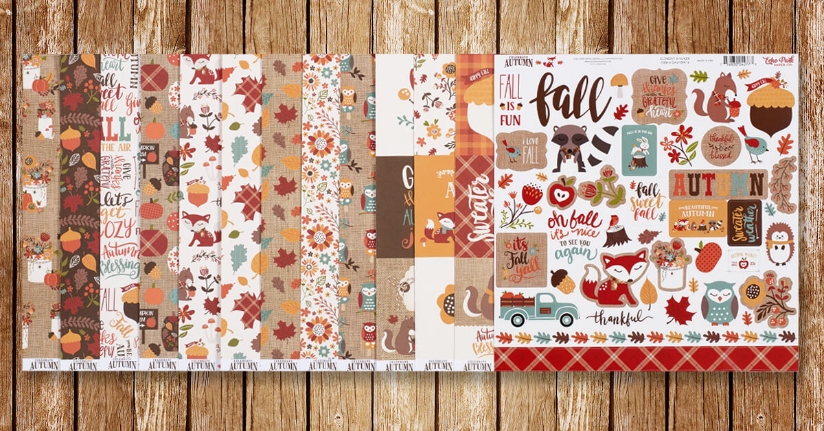 ScrapbookingStore November 2019 monthly kit called Celebrate Autumn by Echo Park.