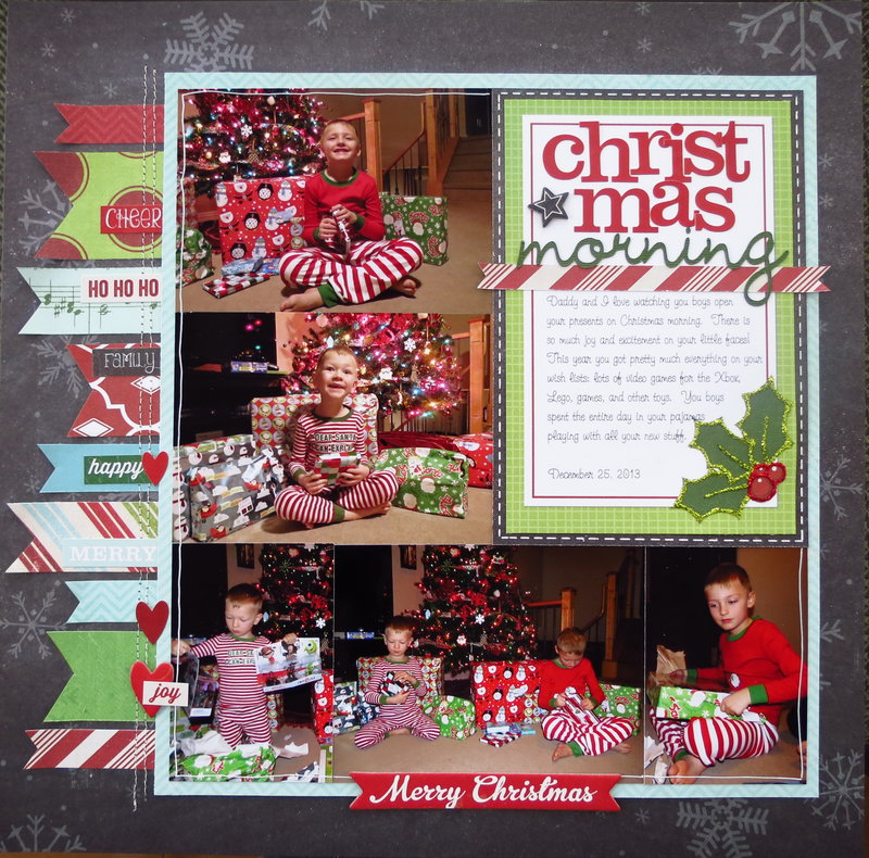 opening Christmas Gifts Scrapbook Layout