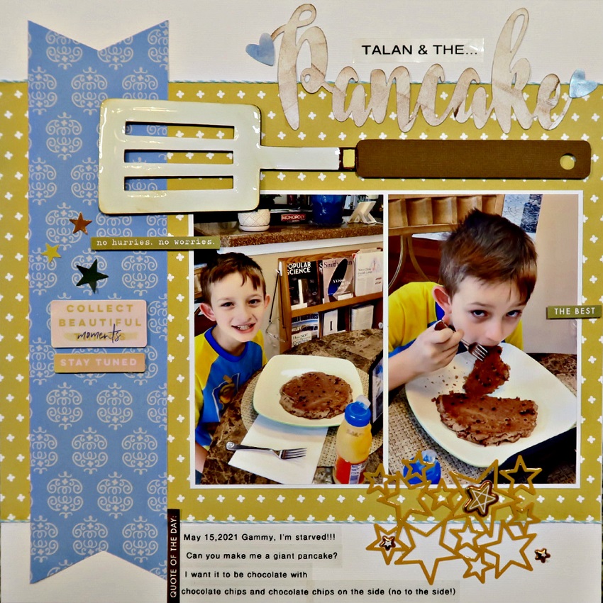 two boys eating pancakes - family scrapbooking layouts