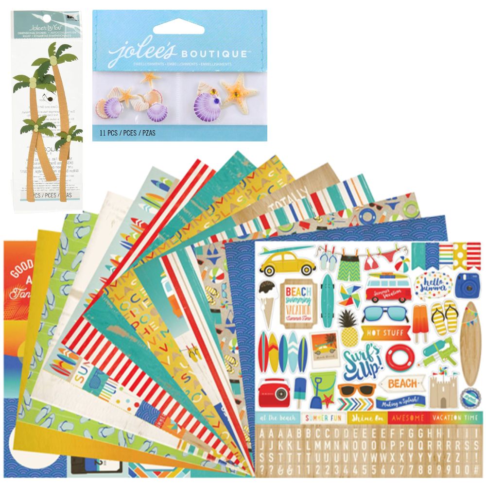 Beach Day by Echo Park Scrapbooking Kit with Embellishments